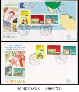 SURINAME - 1989 WORLD STAMP EXPO'89  / 20th UPU CONGRESS SET OF 2 FDC