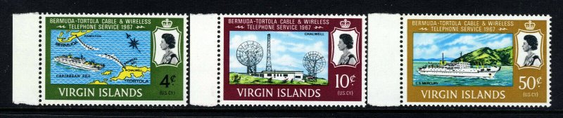 VIRGIN ISLANDS QE II 1967 Bermuda-Tortola Telephone Set SG 217 to SG 219 MNH