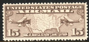 1926-27 U.S Map & Two Planes complete airmail 15¢ issue MNH Sc# C8 CV $4.75