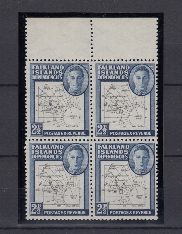 Falkland Islands KGVI 1946 2 1/2d Thin Map & Margin Block Of 4 SGG11b MNH BP7958