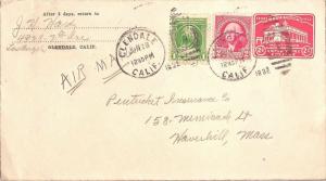 United States California Glendale 1932 numeral duplex  1c and 2c Washington B...