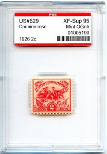 US SCOTT #629 MINT-XF-SUP-OG-NH GRADED 95 PSE ENCAPSULATED SMQ $55 (8/14/24 GP)