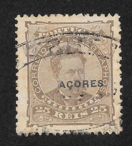 Azores Scott 50 UH - 1882 25r Overprint Type d, Perf 12.5 - SCV $4.50