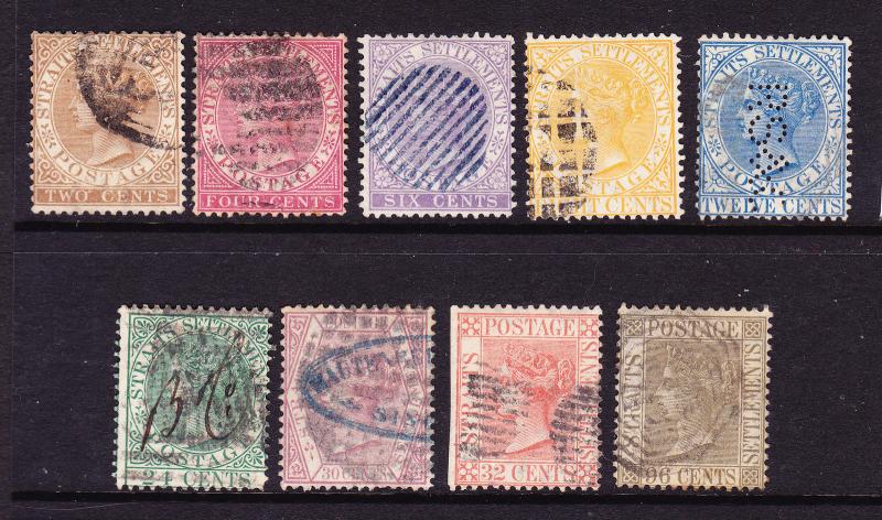 STRAITS SETTLEMENTS  1867-72   QV  SET 9  FU   SG 11/19