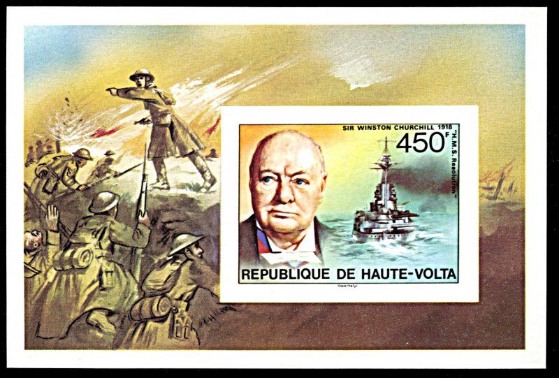 Upper Volta 351, MNH imperf., Birth Centennial of Churchill souvenir sheet