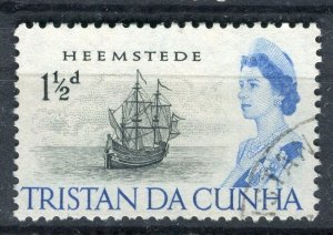 TRISTAN DA CUNHA; 1950s early QEII Shipping issue fine used 1.5d. value