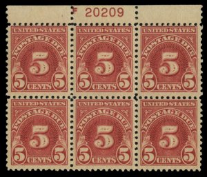 United States, Postage Dues #J73 Cat$300 (for hinged block), 1930 5c carmine,...