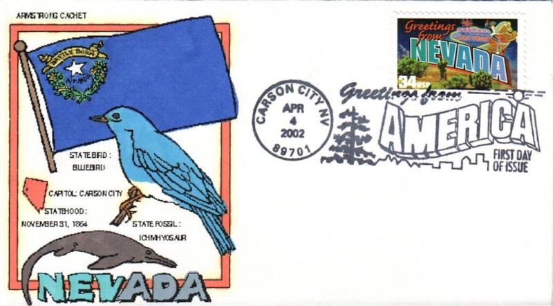 #3588 Greetings From Nevada Armstrong FDC