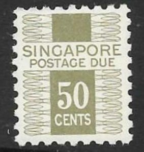 SINGAPORE SGD8 1968 50c DRAB POSTAGE DUE MNH