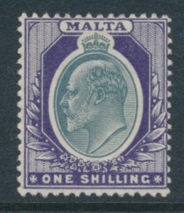 Malta 1903 SG 44 One Shilling Grey & Violet Mint Crown CA