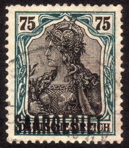 1920, Germany Saar, 75pf, Used, Sc 54, Mi 40