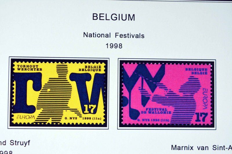 COLOR PRINTED BELGIUM 1976-1999 STAMP ALBUM PAGES (94 illustrated pages)