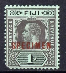 Fiji 1912-23 KG5 MCA 1s black on green (die I) overprinte...