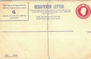 GB Unused KGVI Registered Postal Stationery 4½d 1939 {samwells-covers} 40c.24