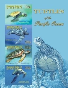 Micronesia 2009 - Turtles - Sheet of 4 Perforated Stamps - Scott #853 - MNH