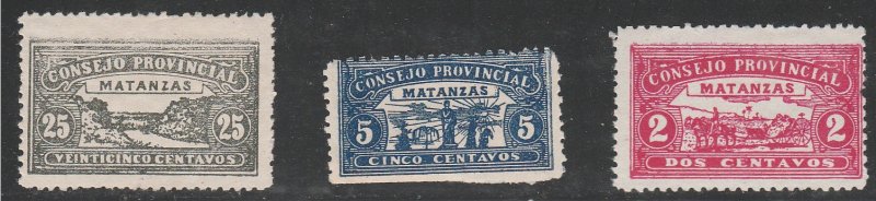 ​1902 Cuba Tax Stamps Consejo Provincial Matanzas 3 NEW