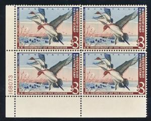 UNITED STATES RW29 MINT F-VF NH, $3 PLATE BLK.4, PINTAILS