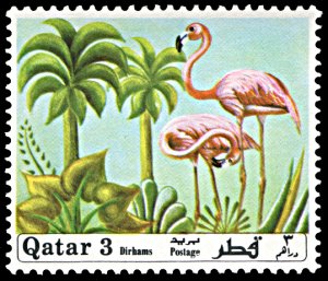 Qatar 240, MNH, Flamingos and Palms