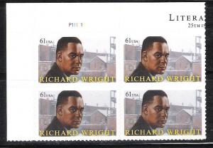 MNH Plate Block Richard Wright sc 4386 @ FACE