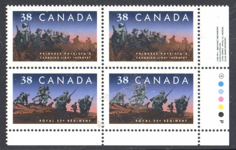 Canada #1250ii Mint MATCH SET -- Plate Blocks Inscription -- Infantry Regiments