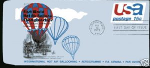 UC46 15c Hot Air Ballooning Aerogramme, ArtCraft, FDC