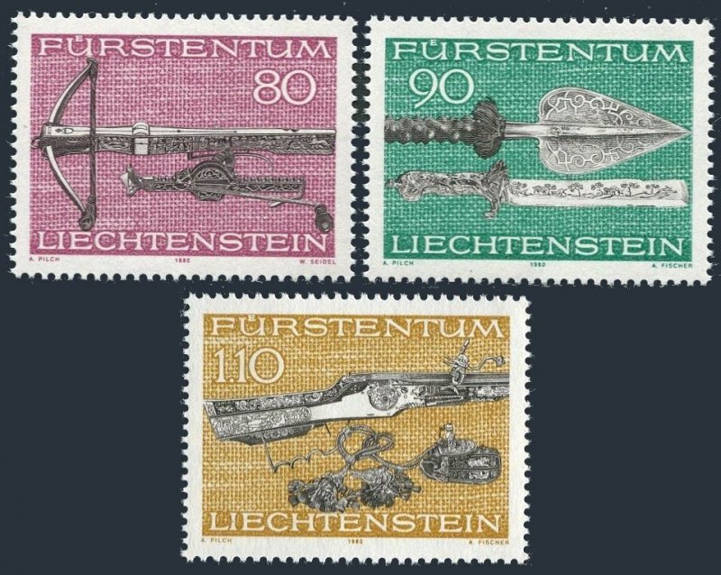 Liechtenstein 691-693,MNH.Michel 751-753. Crossbow,Spear,knife,Rifle.1980.