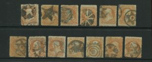 71 Franklin Used Star Cancel Selection of 13 Stamps (Stock By11) Scott CV &2475+