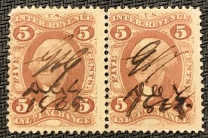 US Used #R27c Pair US Internal Revenue Inland Exchange L37