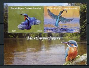 Central African Rep 2017 CTO Kingfishers 2v M/S I Kingfisher Birds Stamps