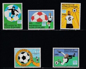 Ivory Coast # 466-470, 471, World Cup Soccer, Mint NH, 1/2 Cat.