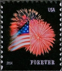 2014 49c Star-Spangled Banner, Fireworks, Booklet Single Scott 4870 Mint F/VF NH