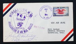 US #C23 Morgantown, W VA. 1st. FLIGHT COVER Aug 3, 1941 AM 55 PM Signed