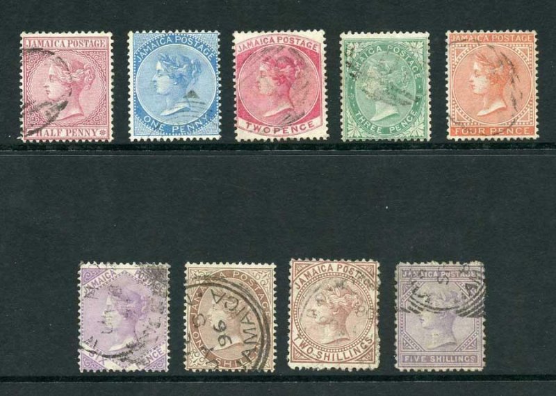 Jamaica SG7/15 Set of 9 wmk Crown CC Cat 200 pounds