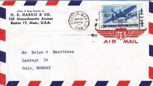 1948, Boston, MA to Oslo, Norway, Airmail (26656)