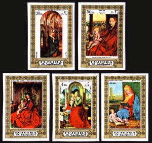 Fujeira Mi #876B-880B set/5 mnh - 1972 Paintings - Madonna  Virgin Mary - imperf