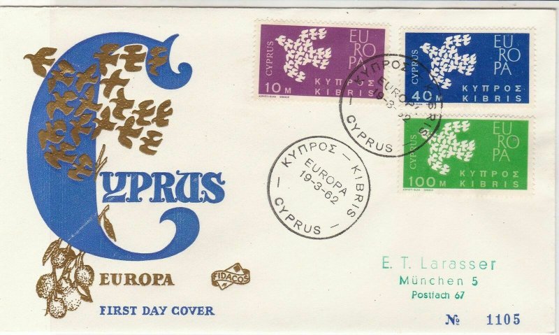 Europa Cyprus 1962 Cyprus Cancels Flock of Gold Birds FDC Stamps Cover Ref 25965