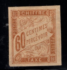 French Colonies Scott J21 MH* Imperforate postage due stamp