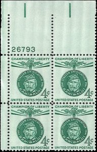 Scott # 1168 1960 4c grn  G. Garibaldi  Plate Block - Upper Left - Mint 
