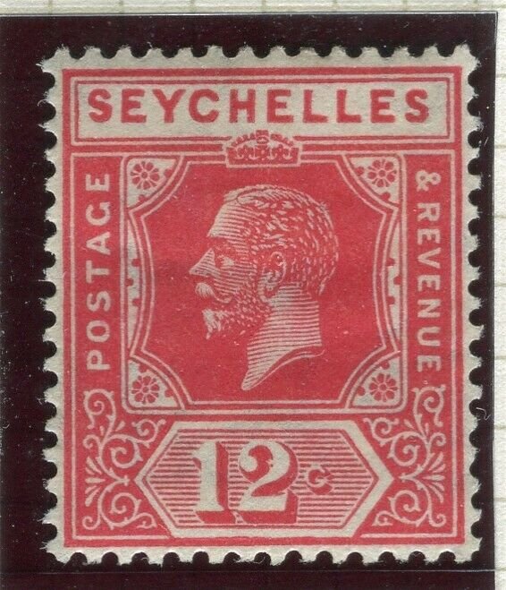 SEYCHELLES; 1922 early GV issue fine Mint hinged Shade of 12c. value