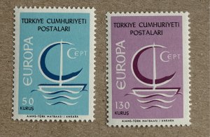 Turkey 1966 Europa (Sail), MNH. Scott 1718-1719, CV $3.35