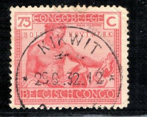 Belgium Colonies CONGO Stamp 75c *KIKWIT* Postmark CDS 1932 Used BL2WHITE87