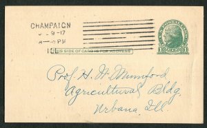 1917 WWI Liberty Loan Bond Bank Notice Postal Card Champaign Urbana IL Prof Mumf
