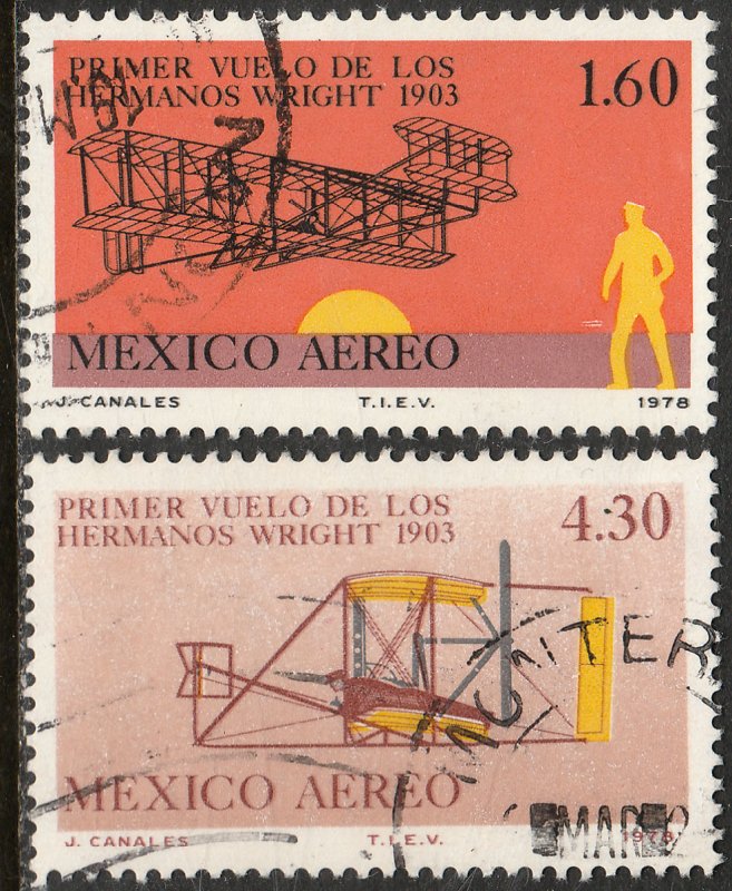 MEXICO C590-C591, 75th Anniv 1st powered flight by Wright USED F-VF. (821)