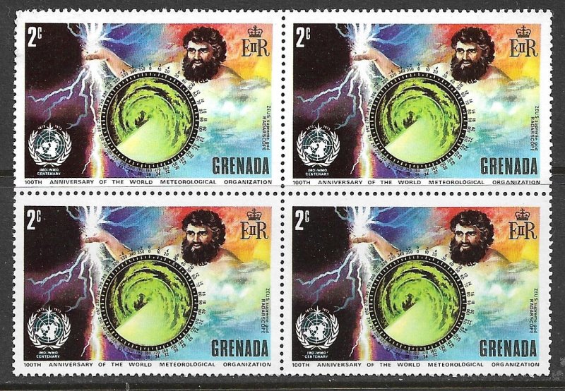 GRENADA 1973 2c ZEUS and Radarscope Block of 4 Sc 492 MNH