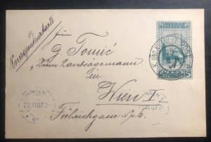 1907 Sarajevo Bosnia Herzegovina KUK PO Postcard Cover To Vienna Austria