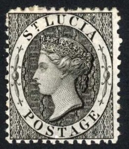 St Lucia SG11 (1d) Black Wmk CC Perf 12.5 Mint (re-gummed) Cat 38 pounds