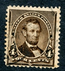 #222 – 1890 4c Lincoln, dark brown. Used.