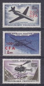 Reunion C48-50 MNH 1961-64 Plane Surcharges