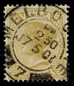 AUSTRALIA - Victoria QV SG379, 4d bistre-yellow, FINE USED. Cat £35.