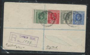 CAYMAN ISANDS (P1706B) 1921 KGV   4 STAMP FRANK  REG COVER ADDRESS CUT OUT